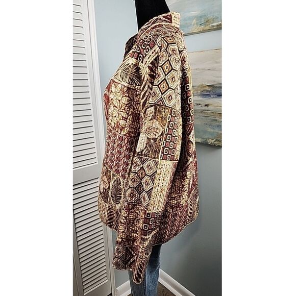Alfred Dunner Jacket – Reversible Cotton Open Front Patchwork Blazer XL Vintage - Picture 4 of 8